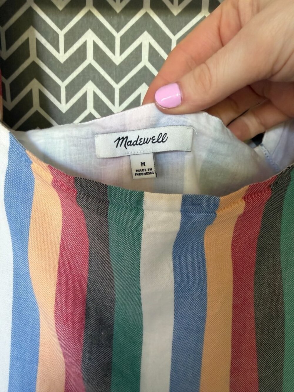 Madewell Striped Mini Dress Size M Rainbow Stripe Short Sleeve - Picture 2 of 2